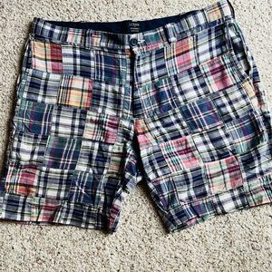 J. Crew Mens madras patchwork shorts- 34 waist
